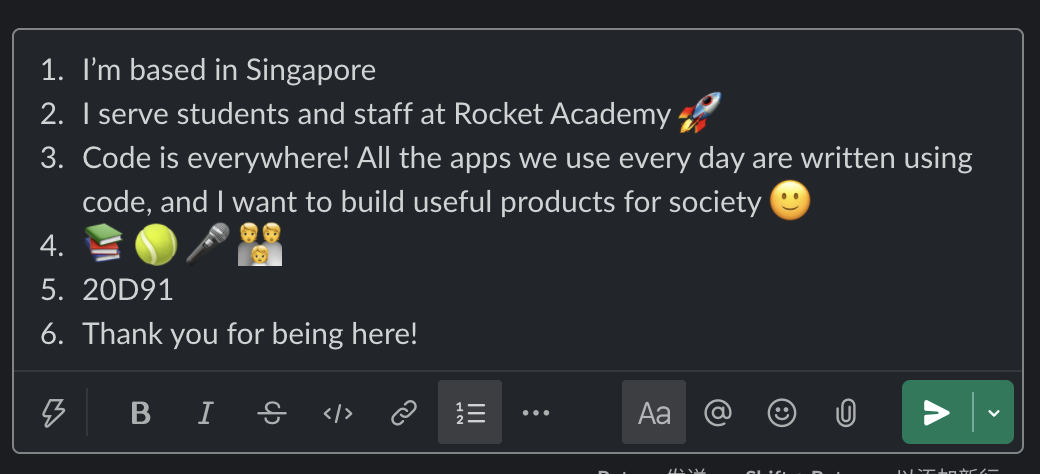 Slack Message from Kai